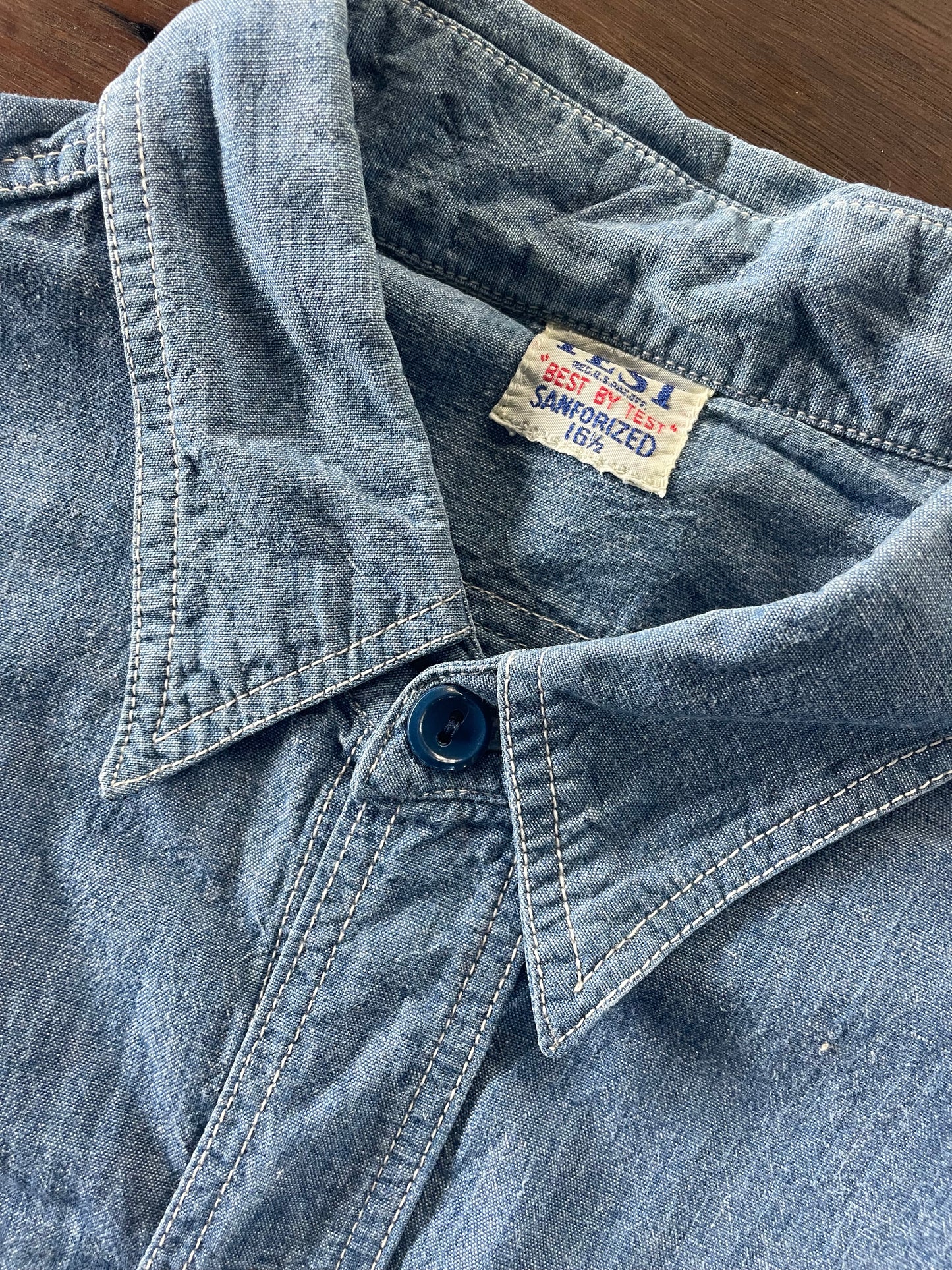 VINTAGE JAPANESE REPOP CHAMBRAY SHIRT "TEST"