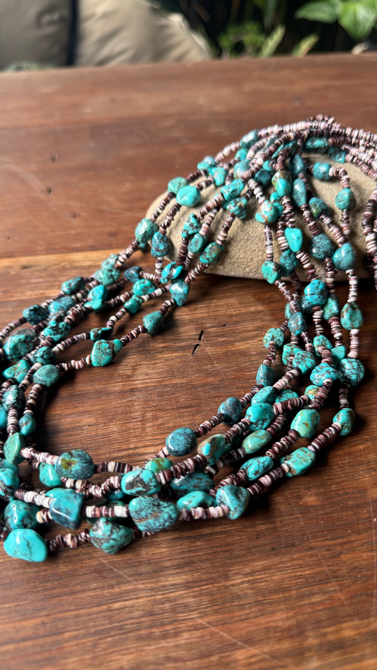 Turquoise Nuggets & Oyster Shell Heishi Beads.