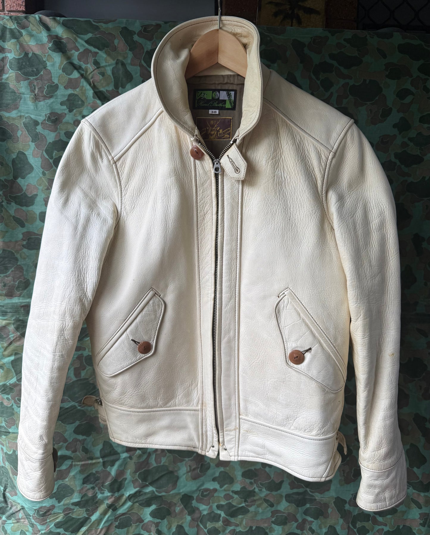 HIMEL DEERSKIN CREAM LEATHER JACKET COSSACK.