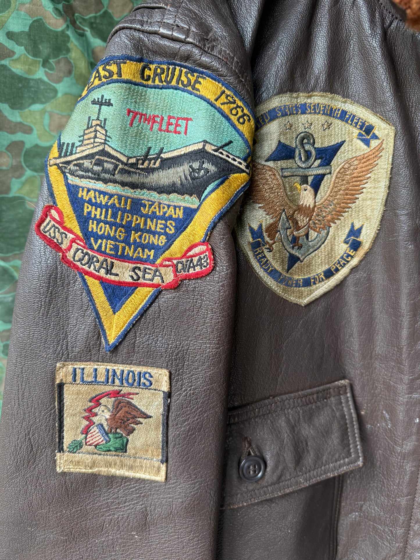 G-1 Ralph Edwards 1964 Vietnam tour USS CORAL SEA leather jacket