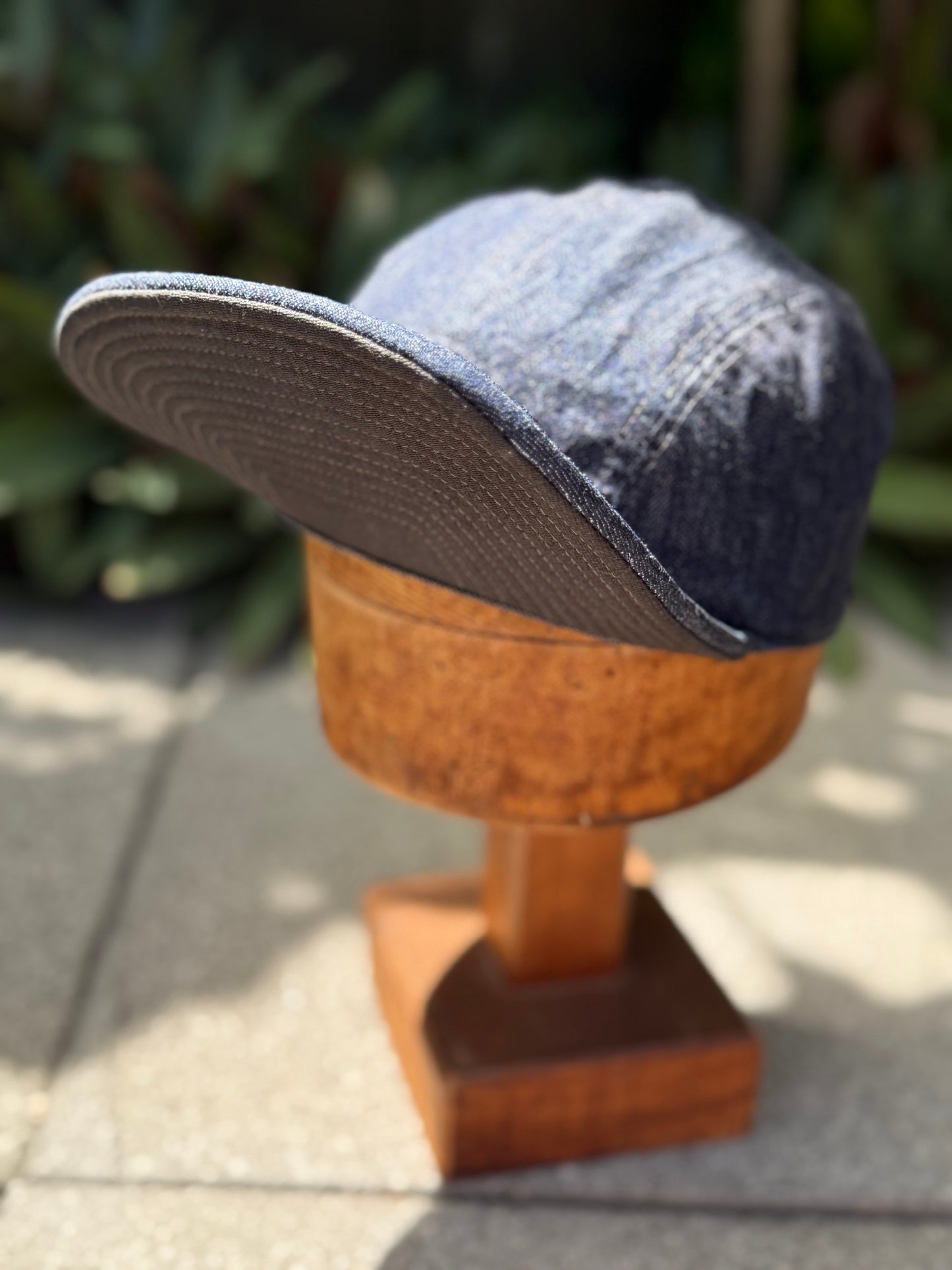 Denim Hell Cat Cap. Papa Nui x The Bengal Stripe Collaboration.