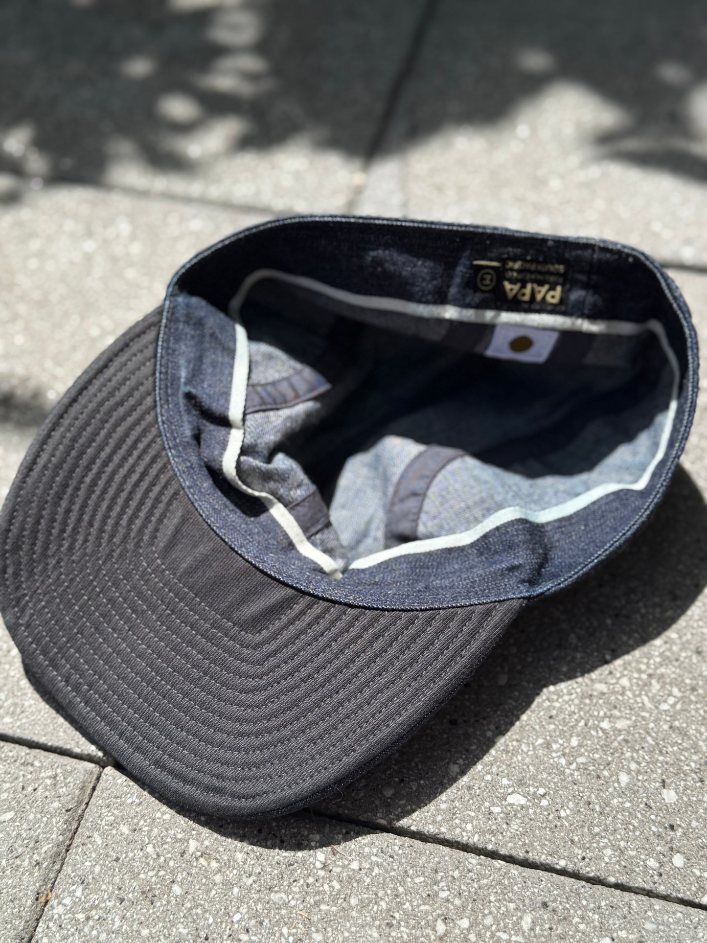 Denim Hell Cat Cap. Papa Nui x The Bengal Stripe Collaboration.
