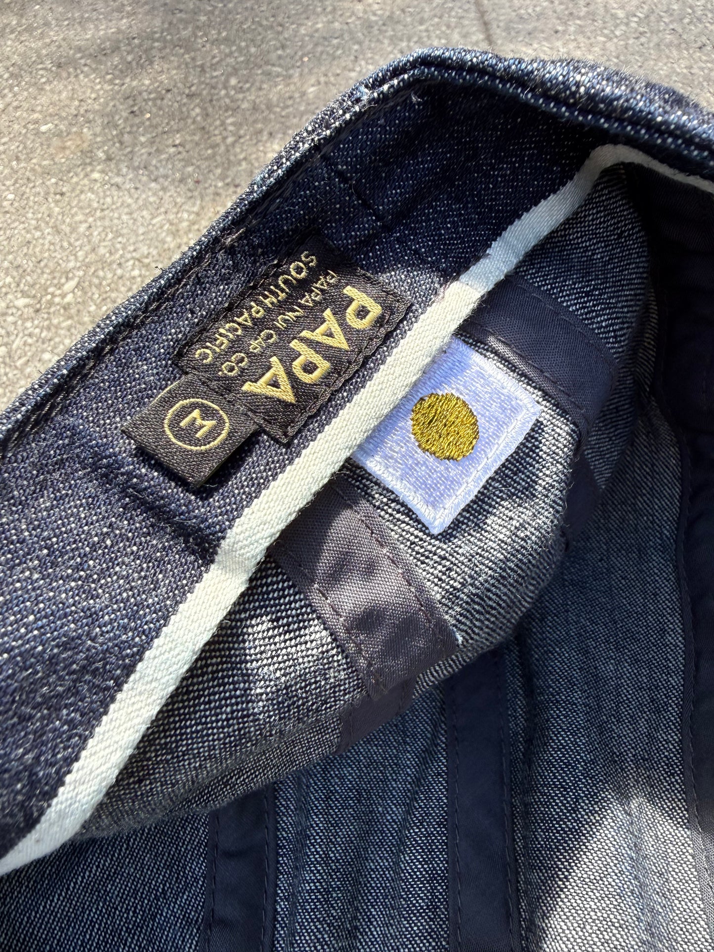 Denim Hell Cat Cap. Papa Nui x The Bengal Stripe Collaboration.