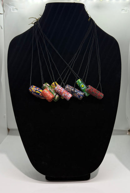 Krobo fancy beads with glass seed beads necklace