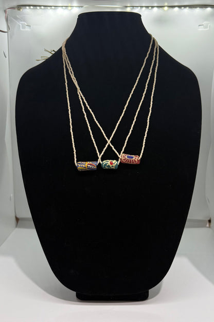Krobo fancy beads with glass seed beads necklace