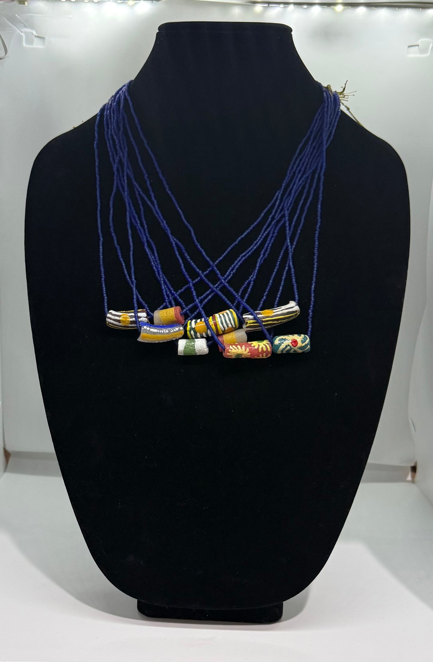 Krobo fancy beads with glass seed beads necklace