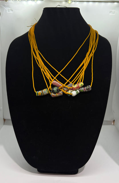 Krobo fancy beads with glass seed beads necklace