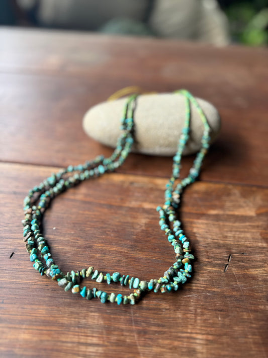 Double Strand Turquoise Chip necklace.