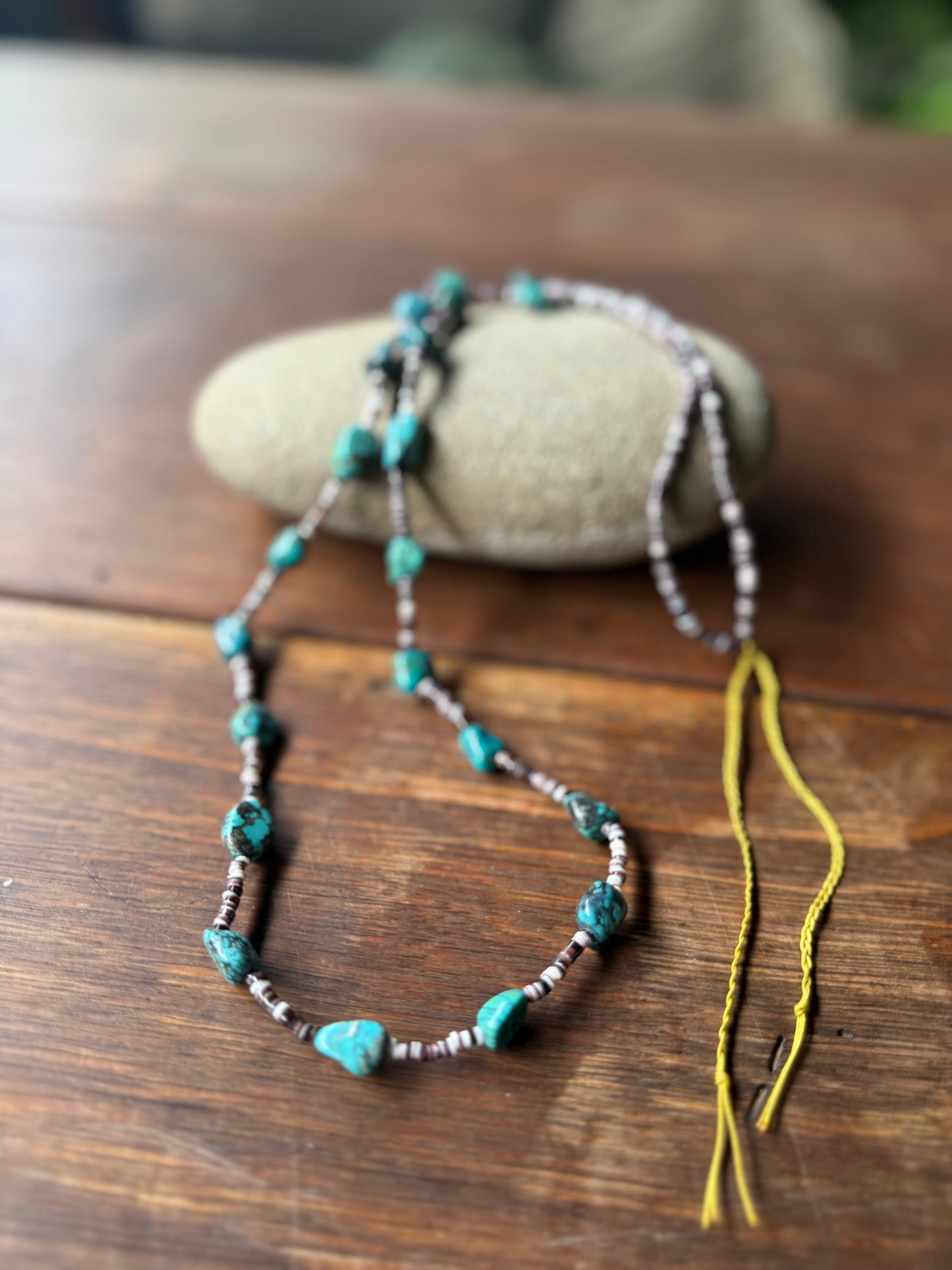 Turquoise Nuggets & Oyster Shell Heishi Beads.