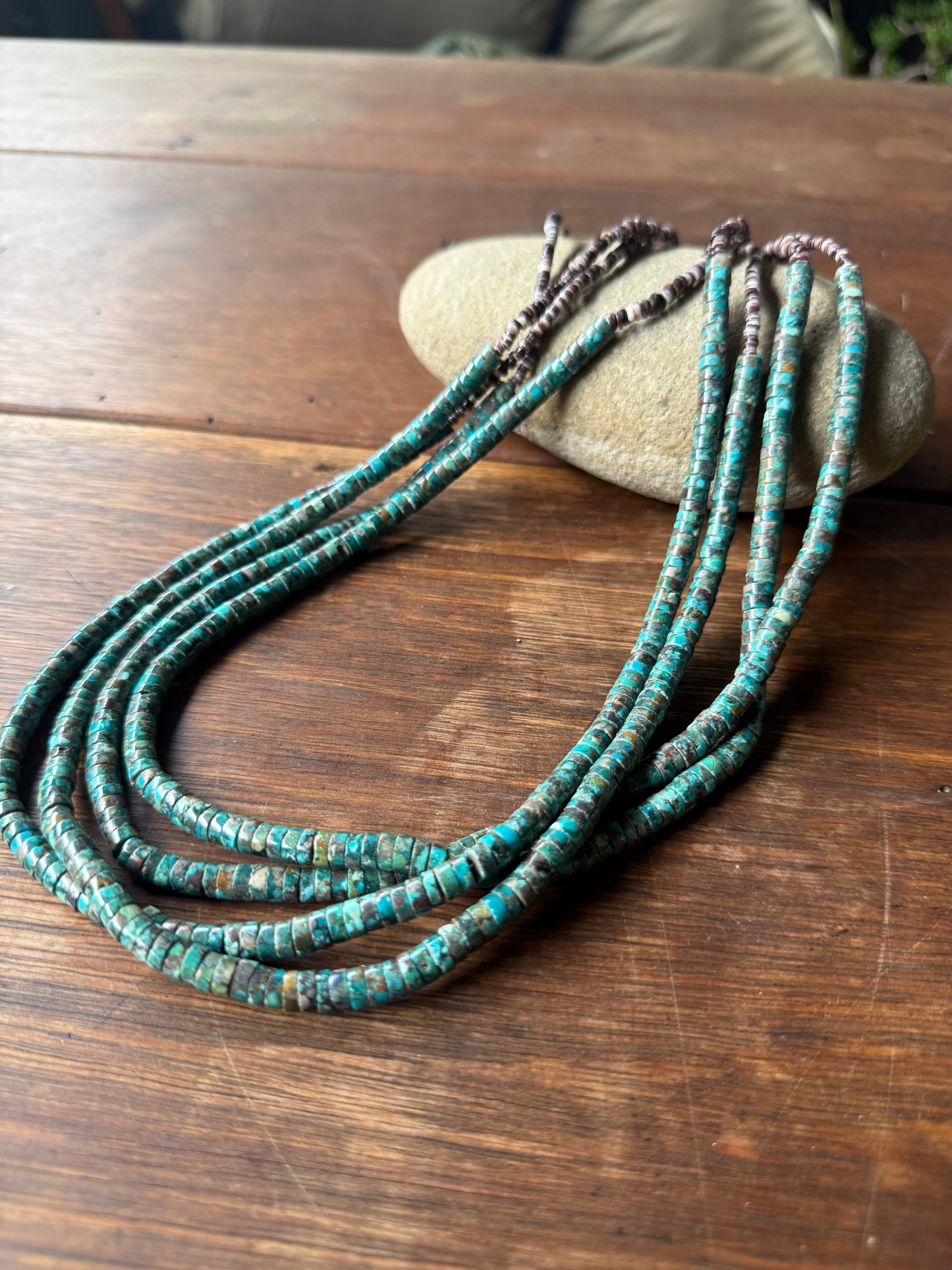 Dark Turquoise with Oyster Heishi necklace.
