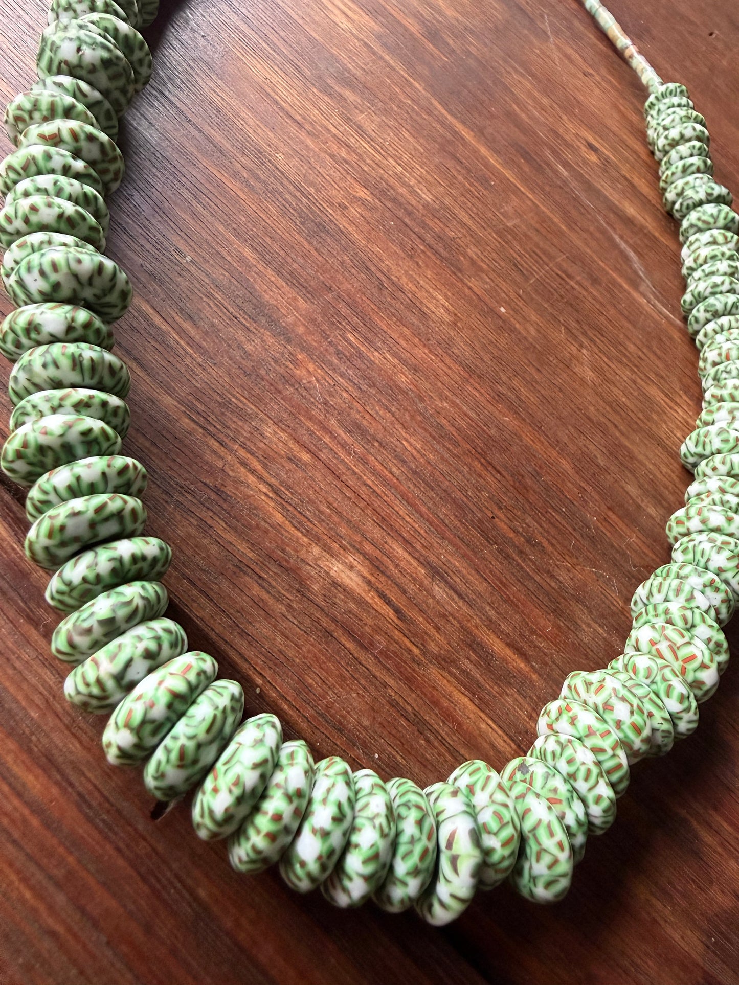 Ghanian Rondelle recycled glass beads necklace.